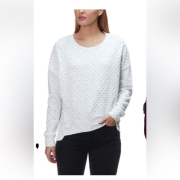 stoic Tops - Stoic quilted popcorn knit pullover, ski, hiking gorpcore sweatshirt white cream